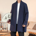 Buddha Stones Winter Jacquard Simple Design Men's Cotton Long Sleeve Kimono