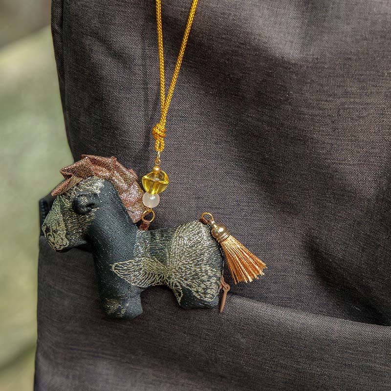 Buddha Stones Year Of The Horse Red String Tassel Embroidery Hanging Decoration