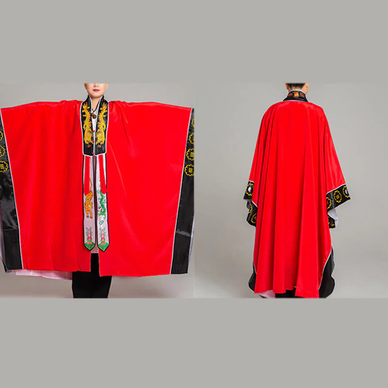 Buddha Stones Wudang Embroidery Dragon Tiger Long Wide Sleeve Unisex Taoist Robe Kimono For Qigong Ceremony