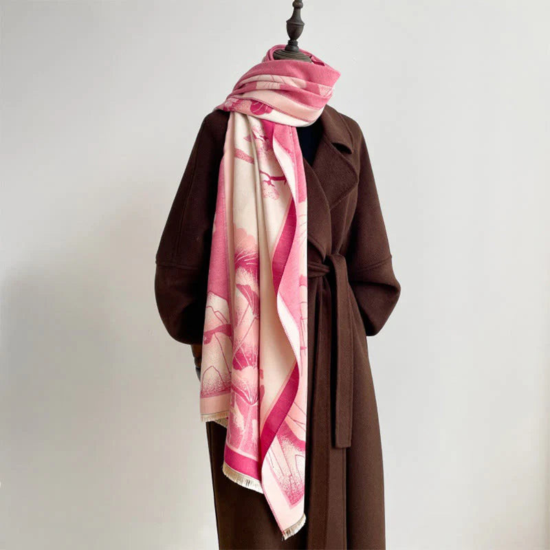Buddha Stones Winter Mountain Lotus Flowers Leaves Pattern Soft Scarf Shawl