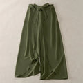 Buddha Stones Elegant Plain Side-Slit Drawstring Bow Design High Waist Women's Wide Leg Pants