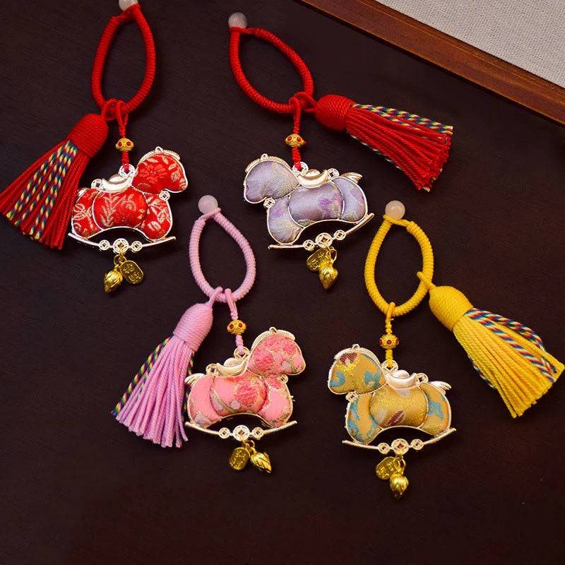 Buddha Stones Year Of The Horse Embroidery Freedom Key Chain