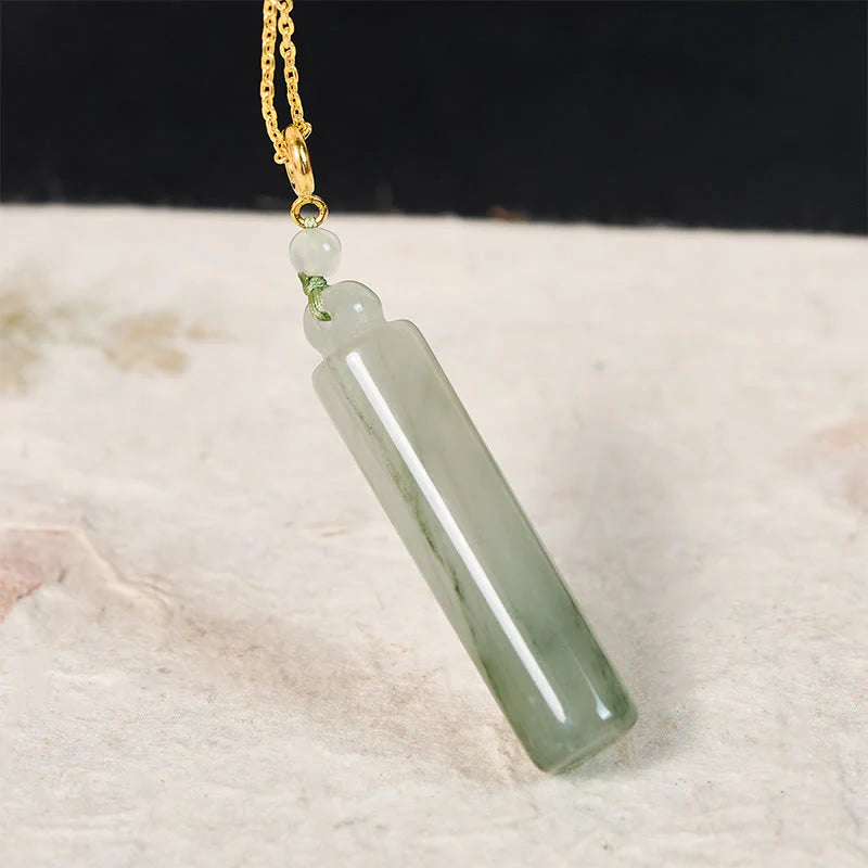 Buddha Stones Cylinder Pattern Jade Luck Necklace Pendant