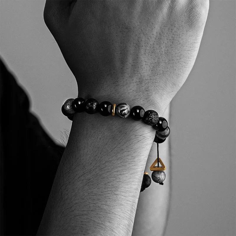 FREE Today: Transmute Negative Energy Black Obsidian Lava Rock Stone Yin Yang Strength Bracelet