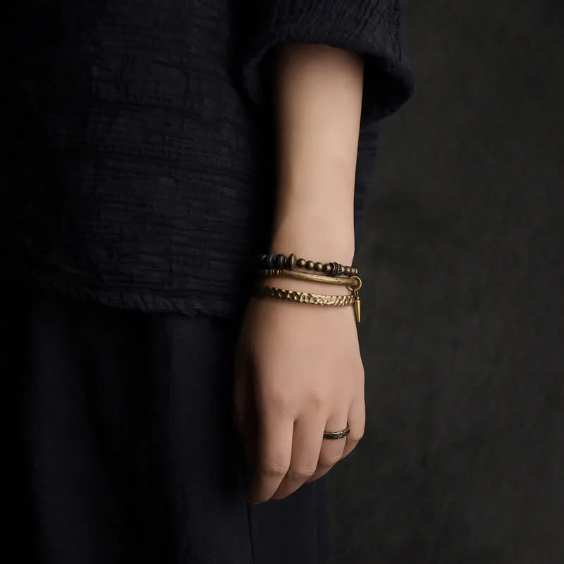 Buddha Stones Lava Rock Stone Copper Balance Cuff Bracelet Bangle (Extra 30% Off | USE CODE: FS30)