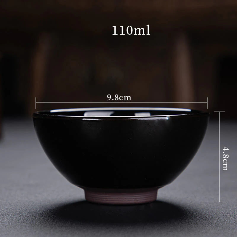 Buddha Stones Gold Maple Leaf Chinese Jianzhan Ceramic Teacup Tenmoku Kung Fu Tea Cup Bowl
