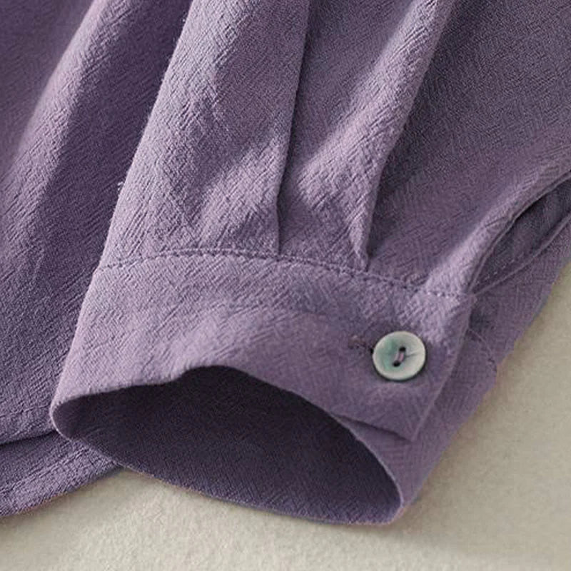 Buddha Stones Fall Crew Collar Long Sleeve Women's Polyester Shirt With Pockets