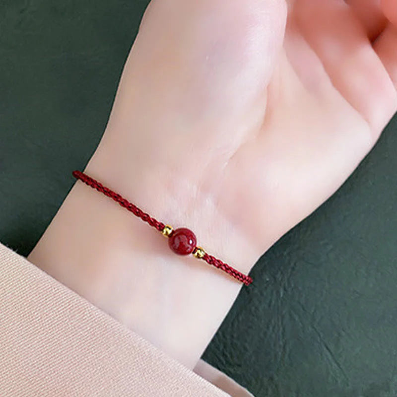 Buddha Stones Cinnabar Red String Blessing Keep Away Evil Spirits Bracelet
