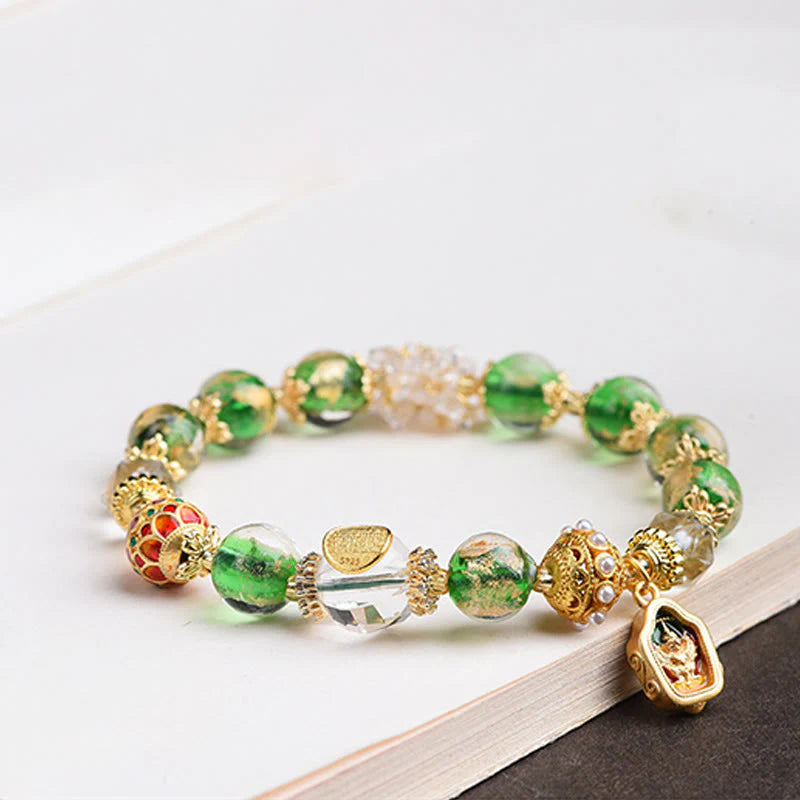 Buddha Stones Liuli Glass 925 Sterling Silver Copper Keep Away Evil Spirits Bracelet