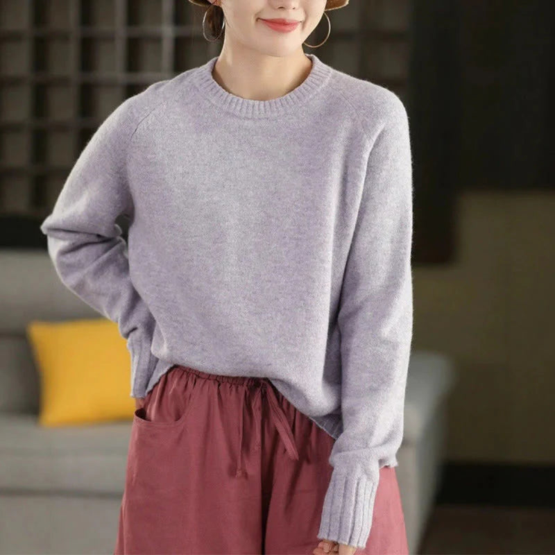 Buddha Stones Winter Crew Neck Warm Long Sleeve Women's Cotton Knitted Sweater
