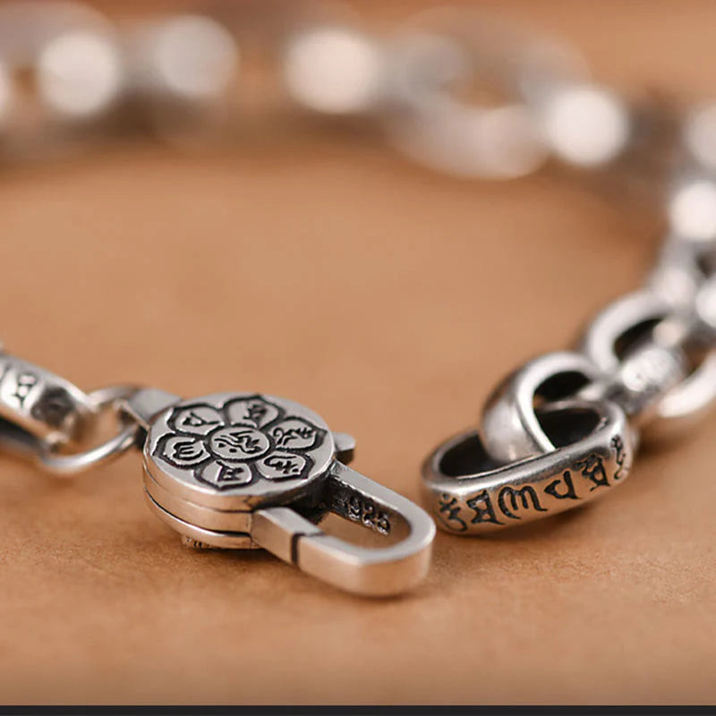 Buddha Stones 925 Sterling Silver Six True Words Wisdom Calm Bracelet