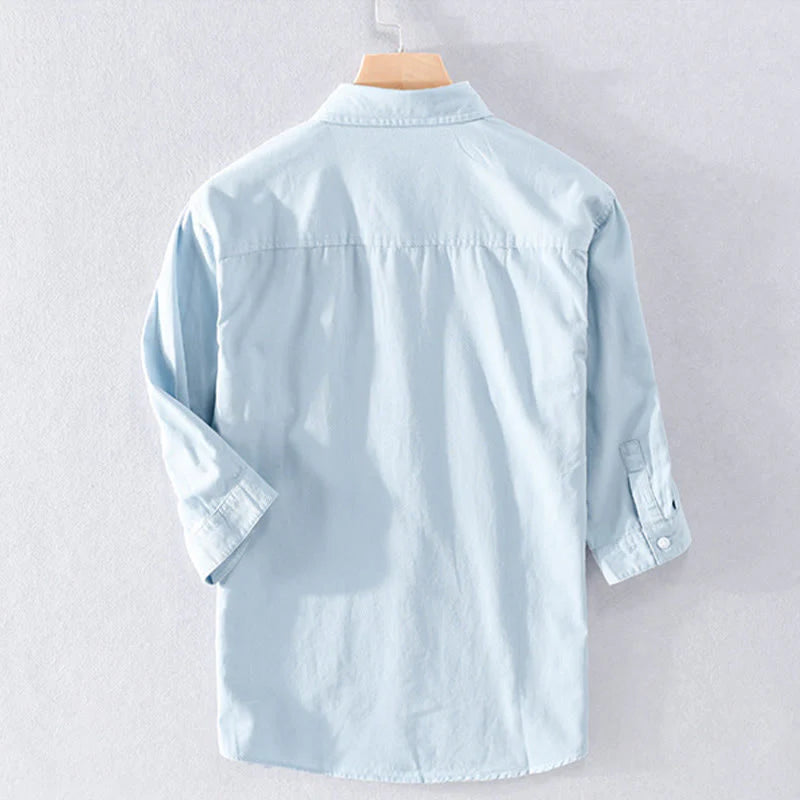 Buddha Stones Summer Buttons Down Two Decorative Pockets Men's Half Sleeve Cotton Shirt
