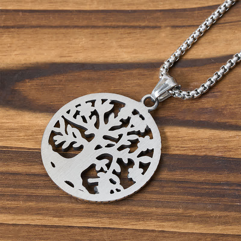 Buddha Stones The Tree Of Life Titanium Steel Creation Necklace Pendant