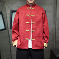 Buddha Stones Jacquard Stand Collar Long Sleeve Men's Cotton Jacket With Pockets