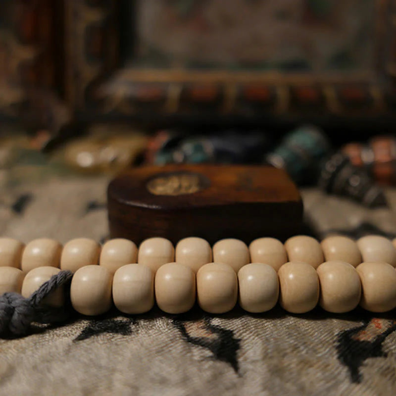 Buddha Stones 108 Mala Beads Abelia Biflora Wood Warding Off Evil Spirits Wrist Mala