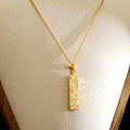 Buddha Stones Rectangular Texture Design Copper Chain Luck Necklace Pendant