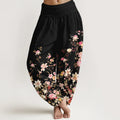 Buddha Stones Pure Cotton Exquisite Colorful Flower Pattern Women's Elastic Waist Harem Pants