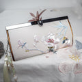 Buddha Stones Magnolia Flower Double-sided Embroidery Large Capacity Cash Holder Wallet Shopping Purse