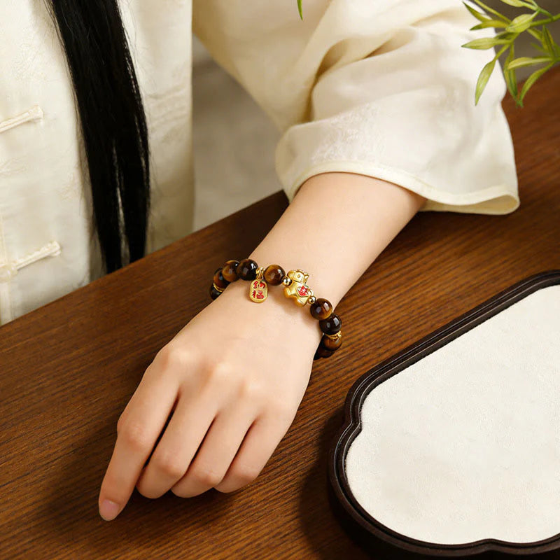 Buddha Stones Year Of The Horse Tiger Eye Courage Bracelet