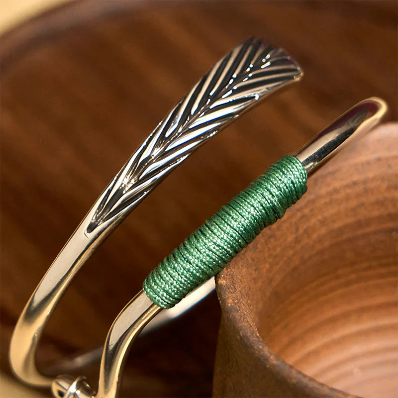 FREE Today: Luck and Healing Copper Alloy Green Bead Charm Cuff Bracelet Bangle