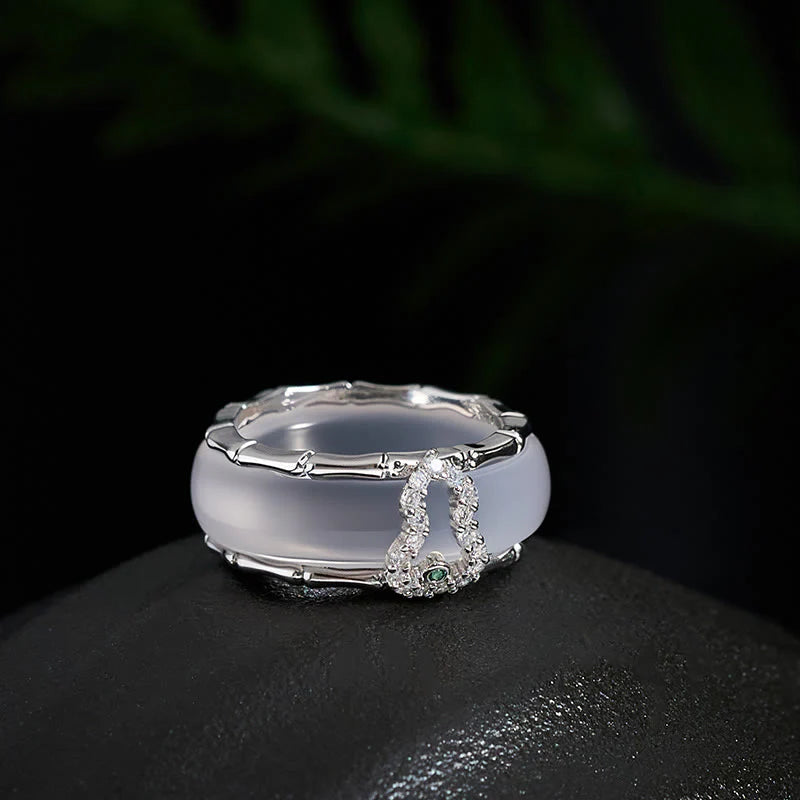 Buddha Stones Chalcedony Gourd Flower Harmony Ring