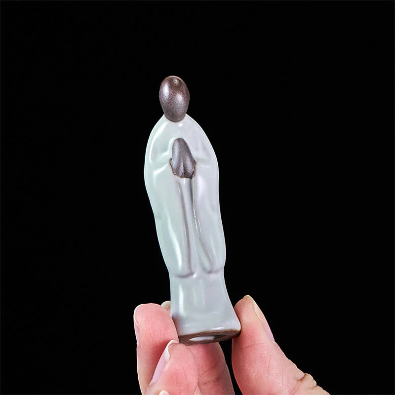 Buddha Stones Meditation Monk Ceramic Statue Serenity Home Decoration
