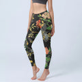 Buddha Stones Classical Flower Leaf Butterfly Bird Pattern Print Gym Leggings Women's Yoga Pants