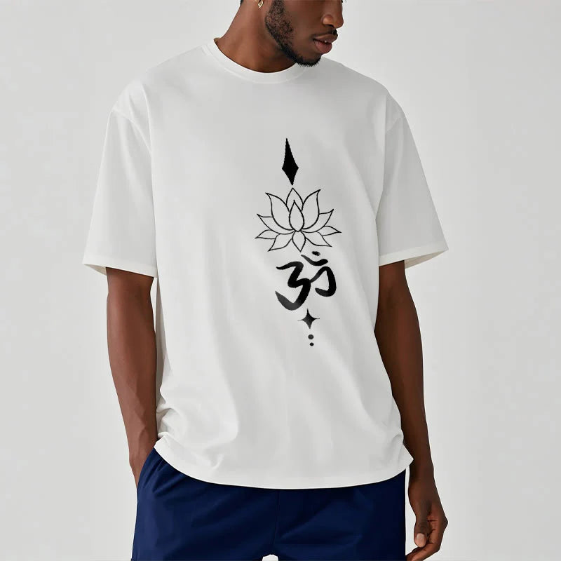 Buddha Stones Om Symbol Lotus Tee T-shirt