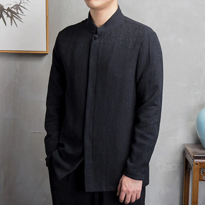 Buddha Stones Solid Color Chinese Tang Suit Jacket Men Clothing