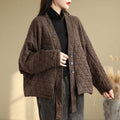 Buddha Stones Women's Buttons Long Sleeve Thickened Cotton Jacket With Pockets