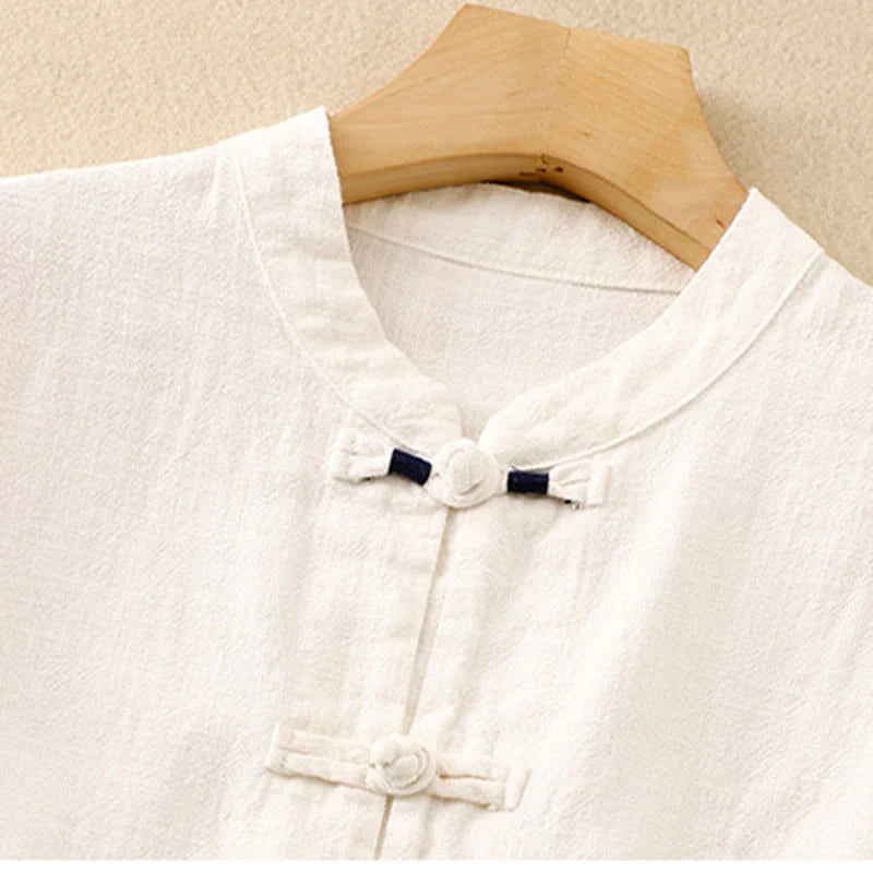 Buddha Stones Literary Artistic Chinese Knot Button Casual Clothing