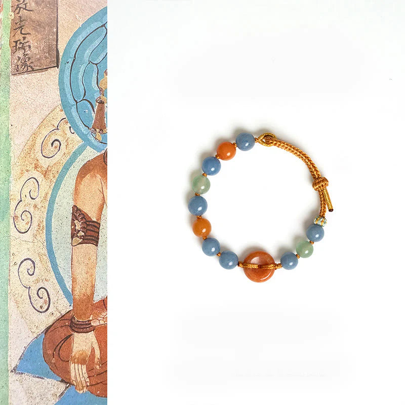 Buddha Stones Colored Aventurine Peace Buckle Cure Bracelet