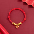 Buddha Stones Red String Bead Yuanbao Fu Character Protection Adjustable Cats Dogs Pet Collar