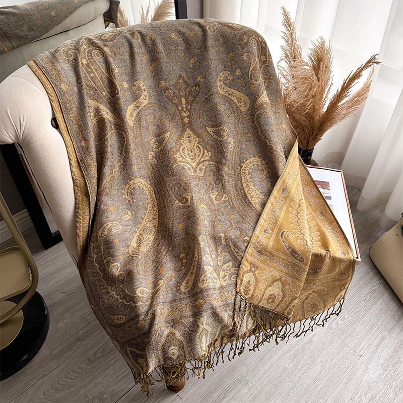Buddha Stones Spring Floral Paisley Pattern Scarf Shawl With Tassels