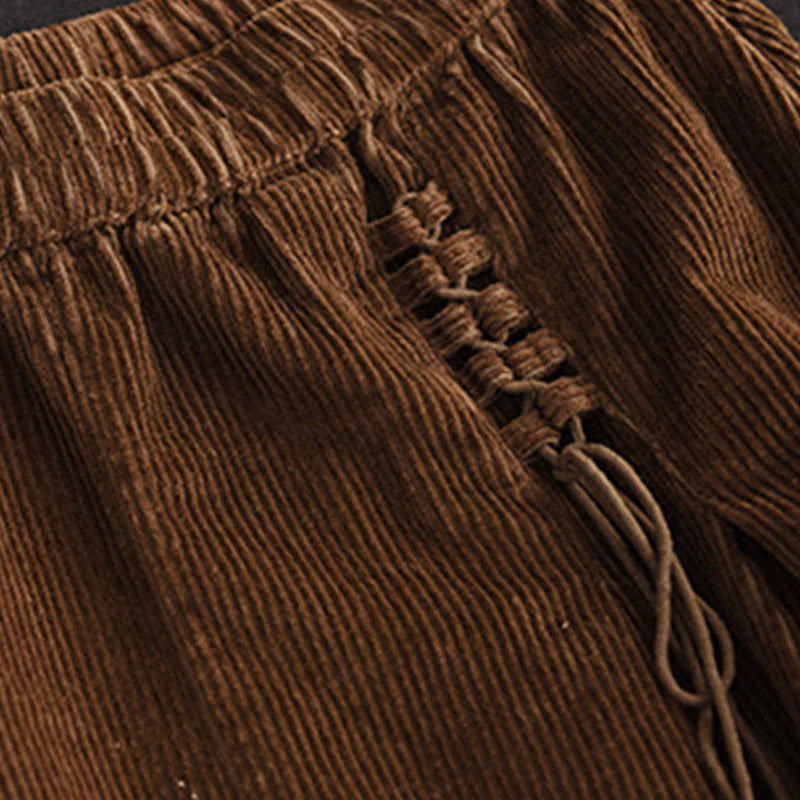 Buddha Stones Women's Plain Corduroy 7-8 Length Skirt With Pockets