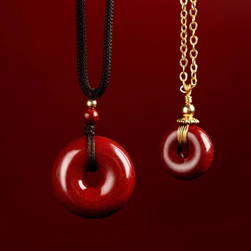 Buddha Stones Cinnabar Peace Buckle Calm Blessing Necklace Pendant (Extra 35% Off | USE CODE: FS35)
