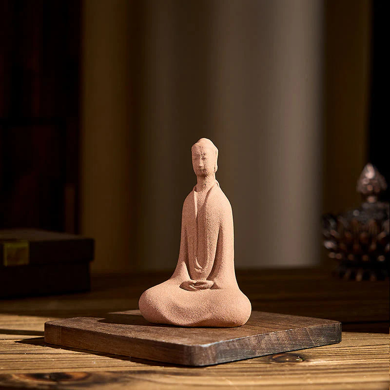 Buddha Stones Sitting Buddha Prayering Ceramic Statue Zen Home Decoration 5*3*8.5cm