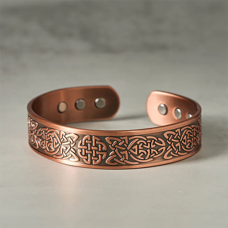 FREE Today: Luck and Healing Copper Abstract Line Pattern Open Cuff Bracelet Bangle Ring