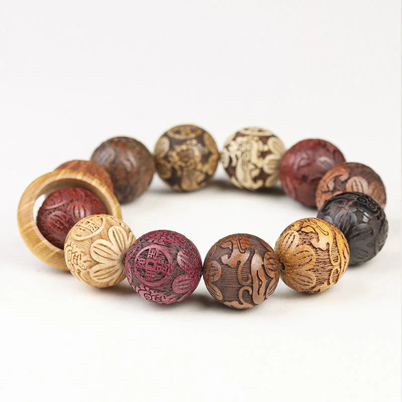 FREE Today: Healing Protection Sandalwood Chinese Zodiac Dragon Phoenix Fu Character Bracelet