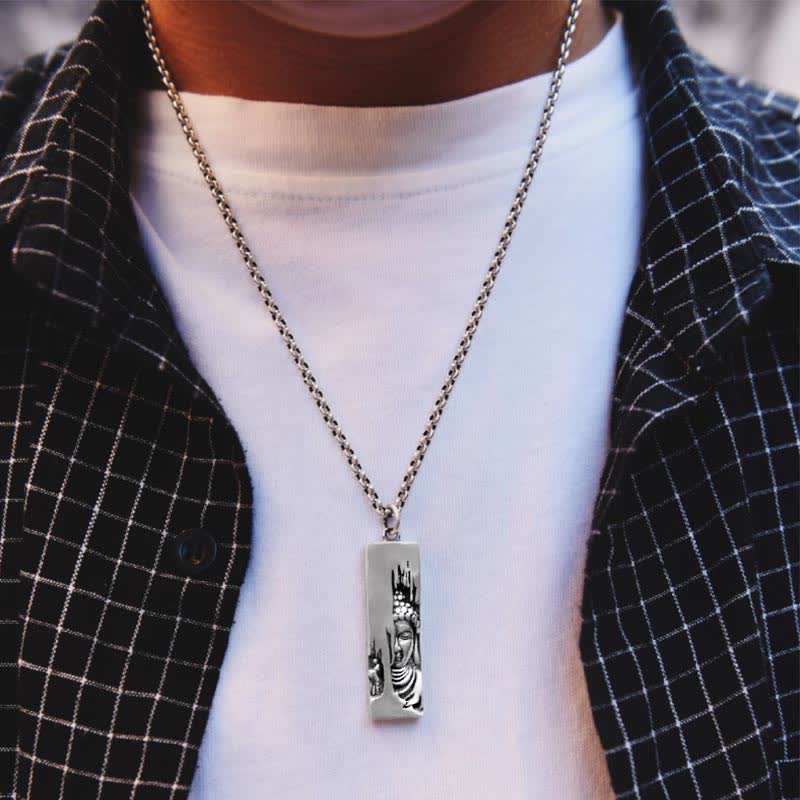 Buddha Stones Tathagata Buddha Strength Protection Amulet Lucky Vintage Style Pendant Necklace