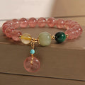 Buddha Stones Natural Strawberry Quartz Peace Buckle Jade Positive Bracelet