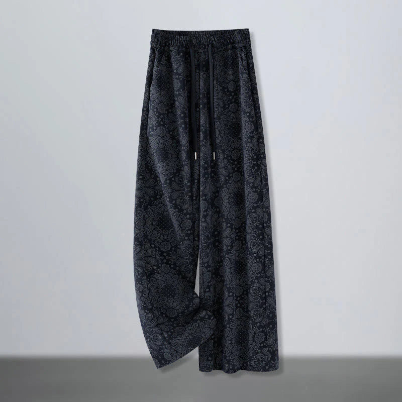 Buddha Stones Casual Floral Pattern Polyester Women's Wide Leg Pants With Pockets