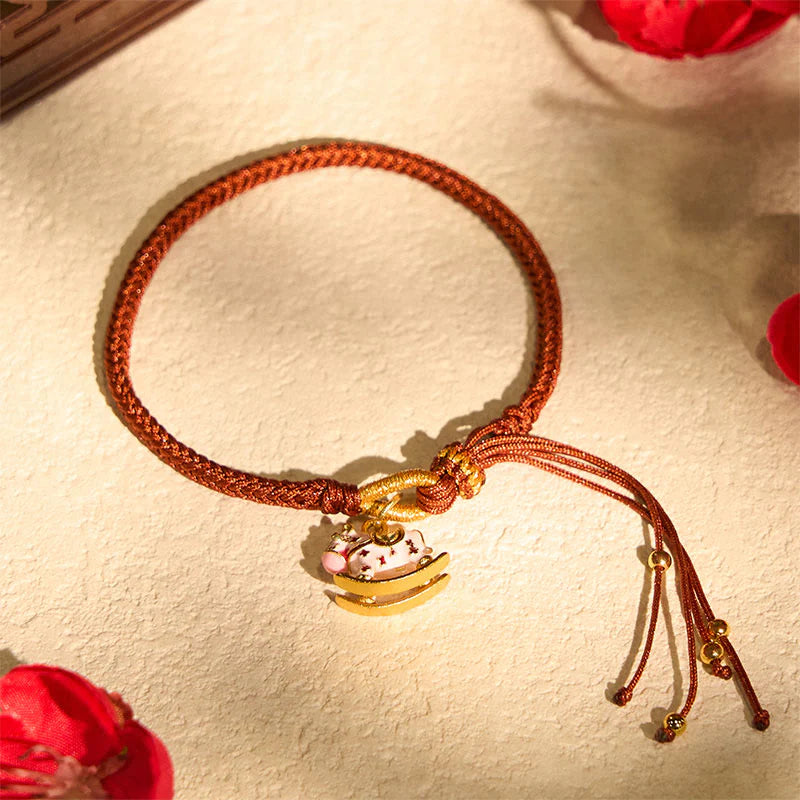 Buddha Stones Chinese Zodiac Year of the Horse Red String Luck Braided Bracelet
