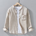 Buddha Stones Simple Fall Long Sleeve Buttons Design Linen Men's Shirts