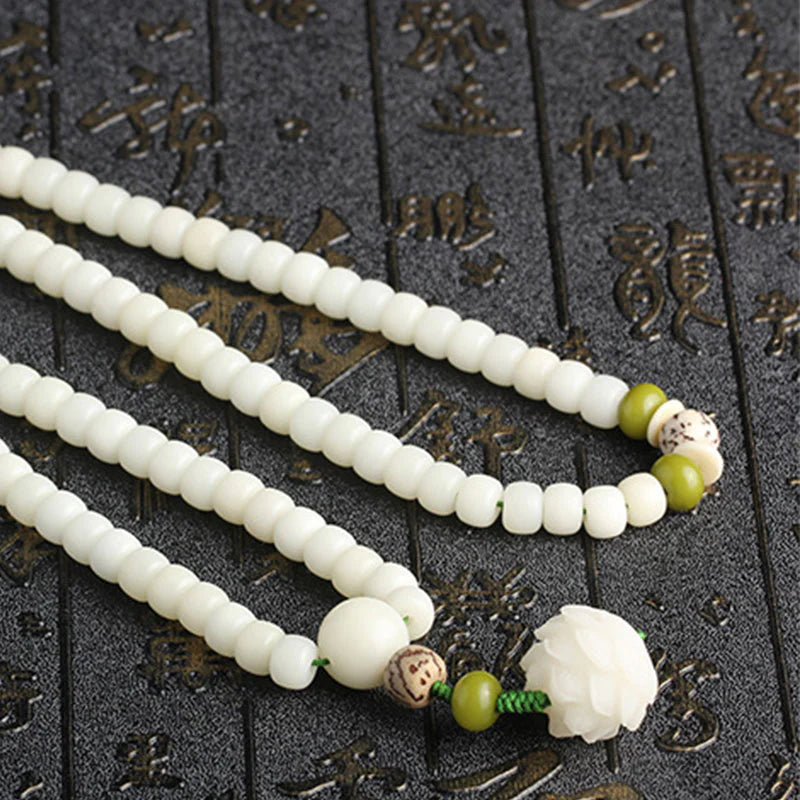 Buddha Stones Hoping for Serenity and Mindfulness Bodhi Lotus Mala Includes Gift Message Card