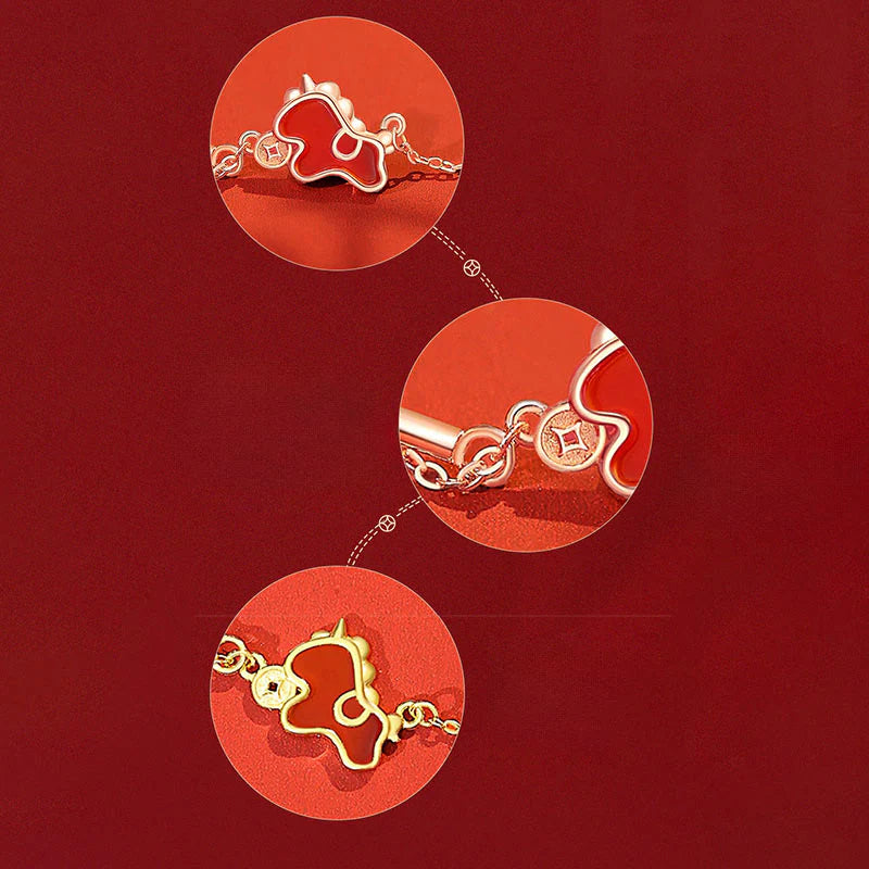 Buddha Stones 925 Sterling Silver Year Of The Horse Red String Red Agate Coin Charm Luck Bracelet