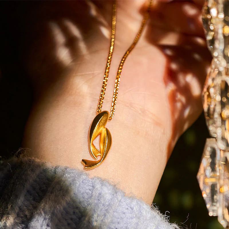 Buddha Stones Double Koi Fish 24k Gold Plated Brass Chain Wealth Necklace Pendant