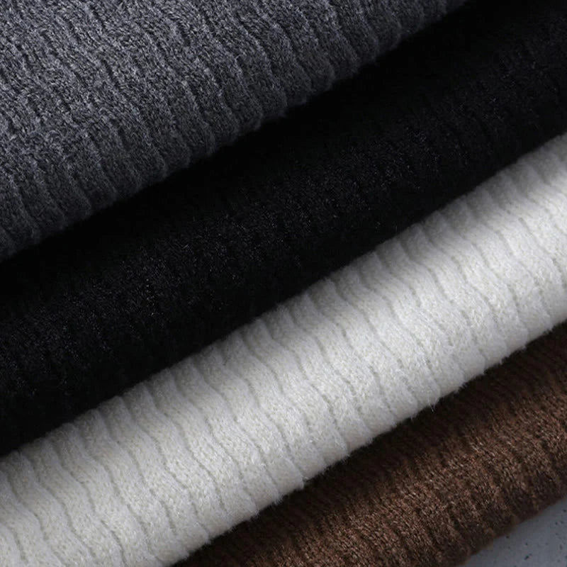 Buddha Stones Winter Stand Collar Design Warm Men's Long Sleeve Knitted Sweater