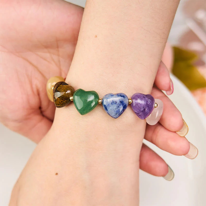 FREE Today: Confidence and Self-acceptance Love Heart Red Agate Amethyst Green Aventurine Colorful Crystal Braided Bracelet