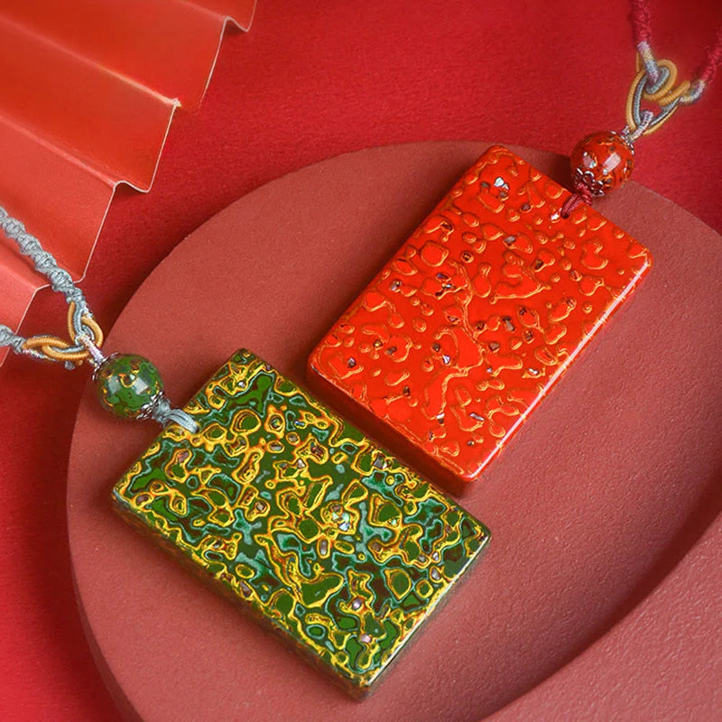 Buddha Stones Handcrafted Lacquer Craft Sandalwood Protection Pendant Necklace